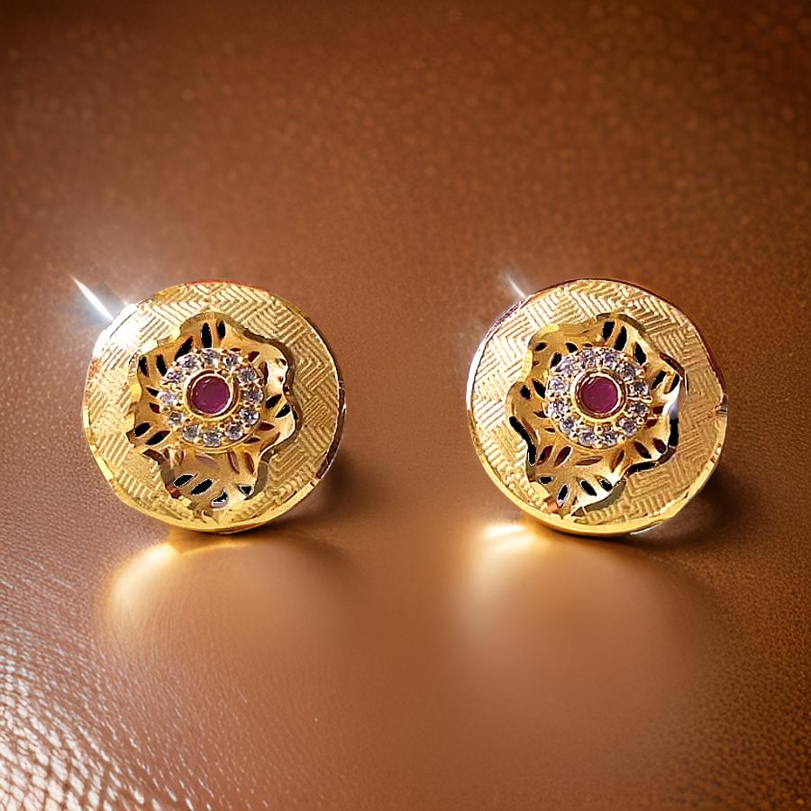 1.5 Gram Gold-Plated Flower Stud Earrings – Elegant Imitation Jewelry for Everyday Glam