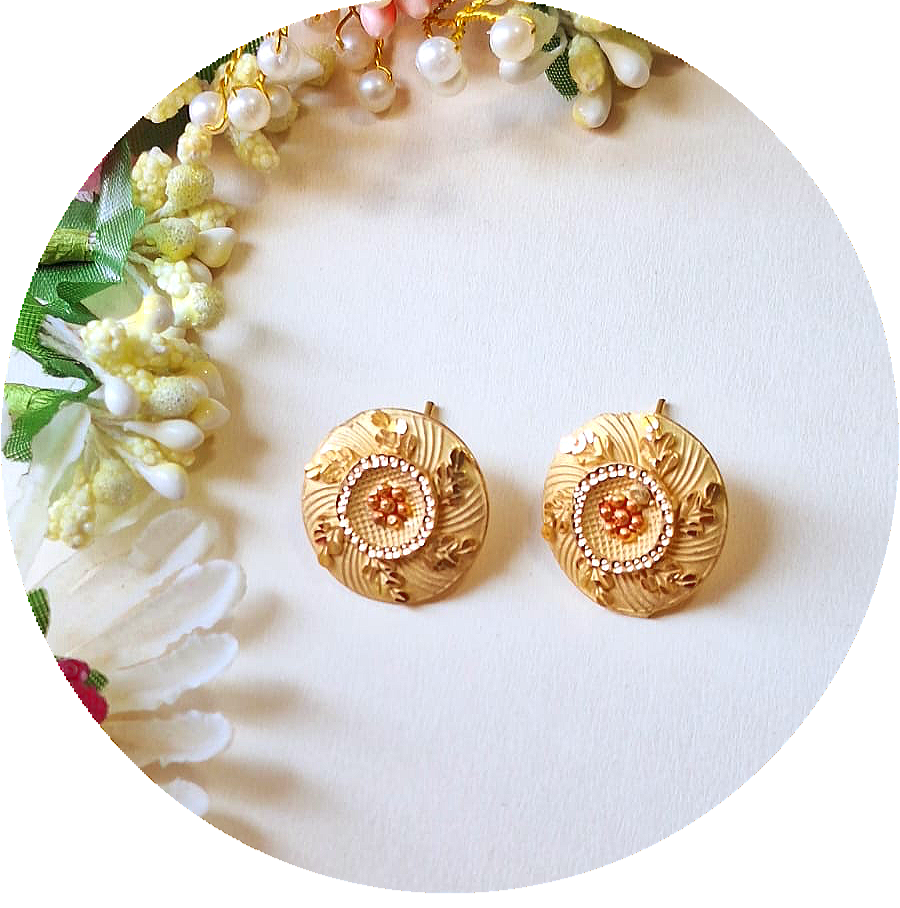 Flower desgin 1.5 Gram Gold Plated Stud Earrings