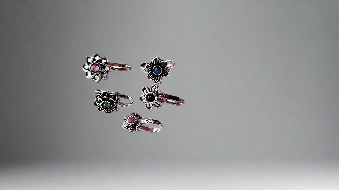 Oxidized Silver Nose Pin Combo