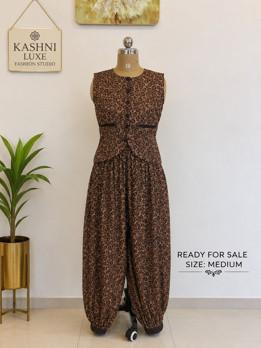Wild Grace Co-Ord Set - Kashni Luxe Wild Grace Leopard Print Co-Ord Set | Sleeveless Top & Balloon Pants