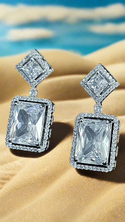 White Color Statement American Diamond Necklace Set