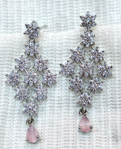 Pink American Diamond Choker Necklace Set With Maang Tikka