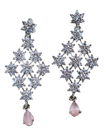 Pink American Diamond Choker Necklace Set With Maang Tikka