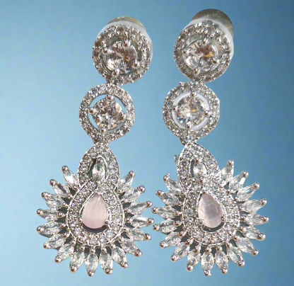 Light Pink Double Layer American Diamond Necklace Set