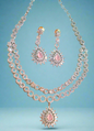 Pink American Diamond Double-Layer Bridal Necklace Set
