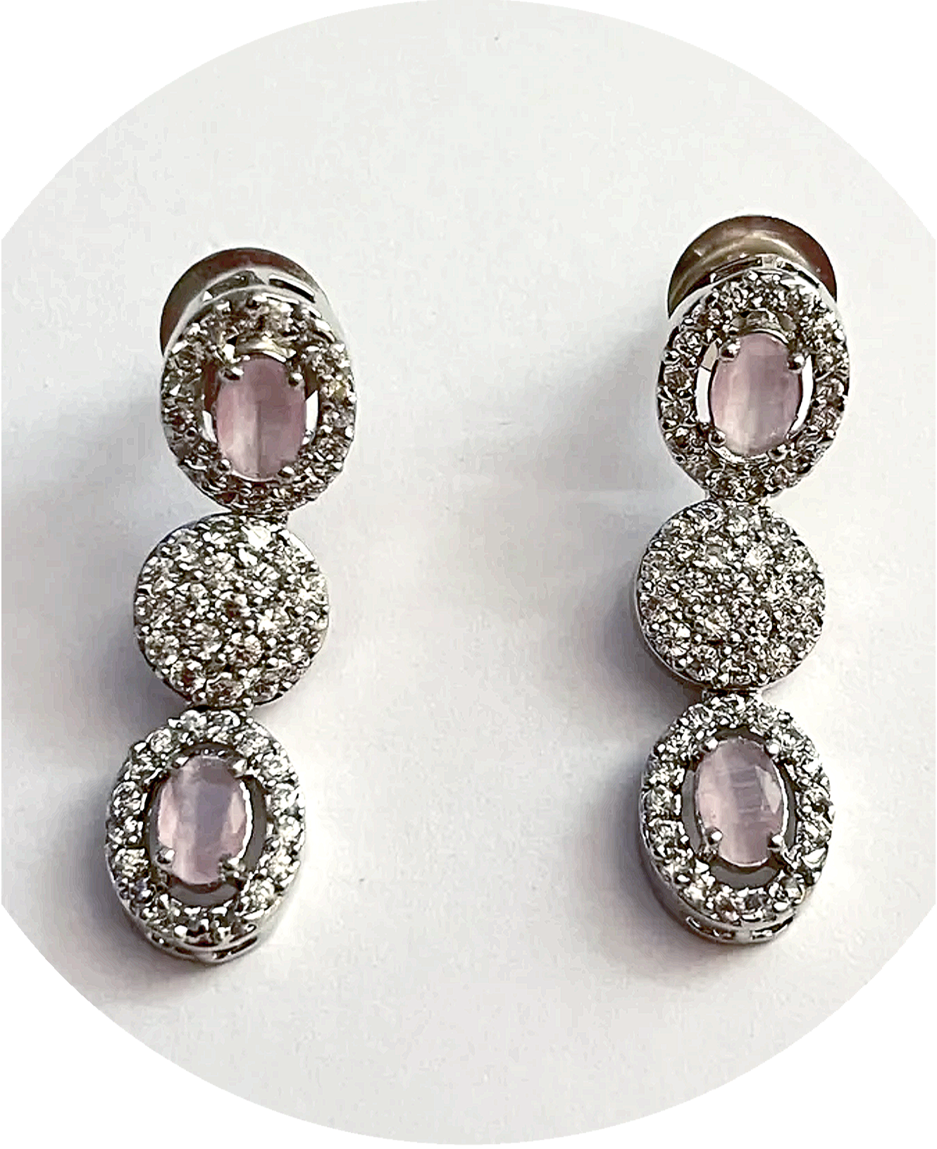 Light Pink American Diamond Thin Necklace set