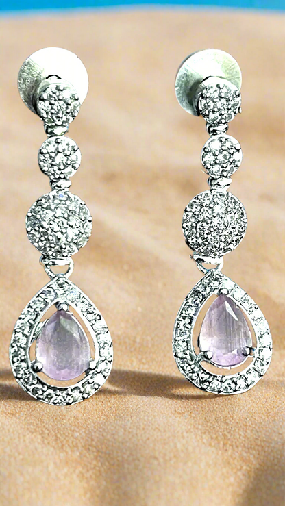 Pink Color American Diamond Statement Necklace Set
