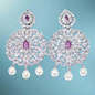 Pink Ruby White American Diamond Earring