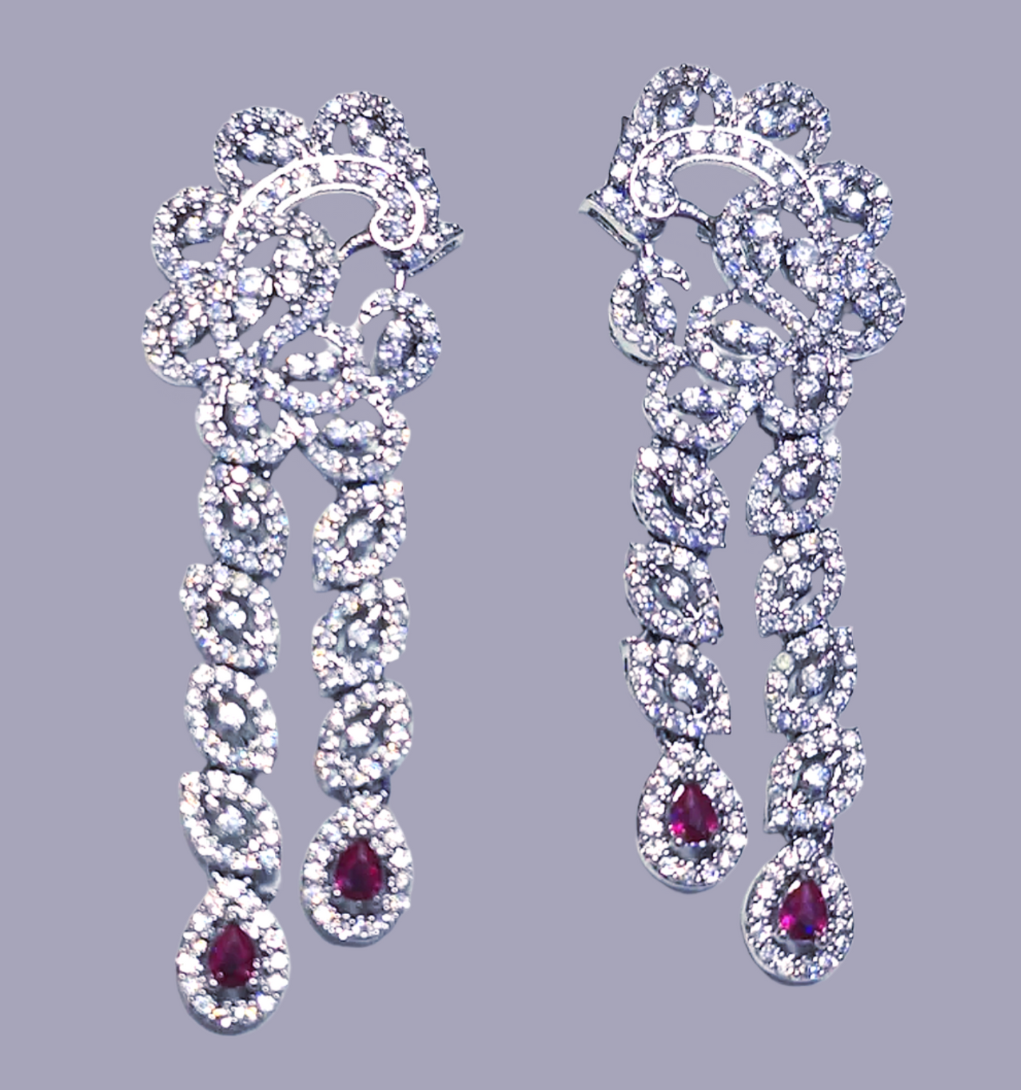 Pink Color American Diamond long Earring