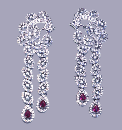 Pink Color American Diamond long Earring