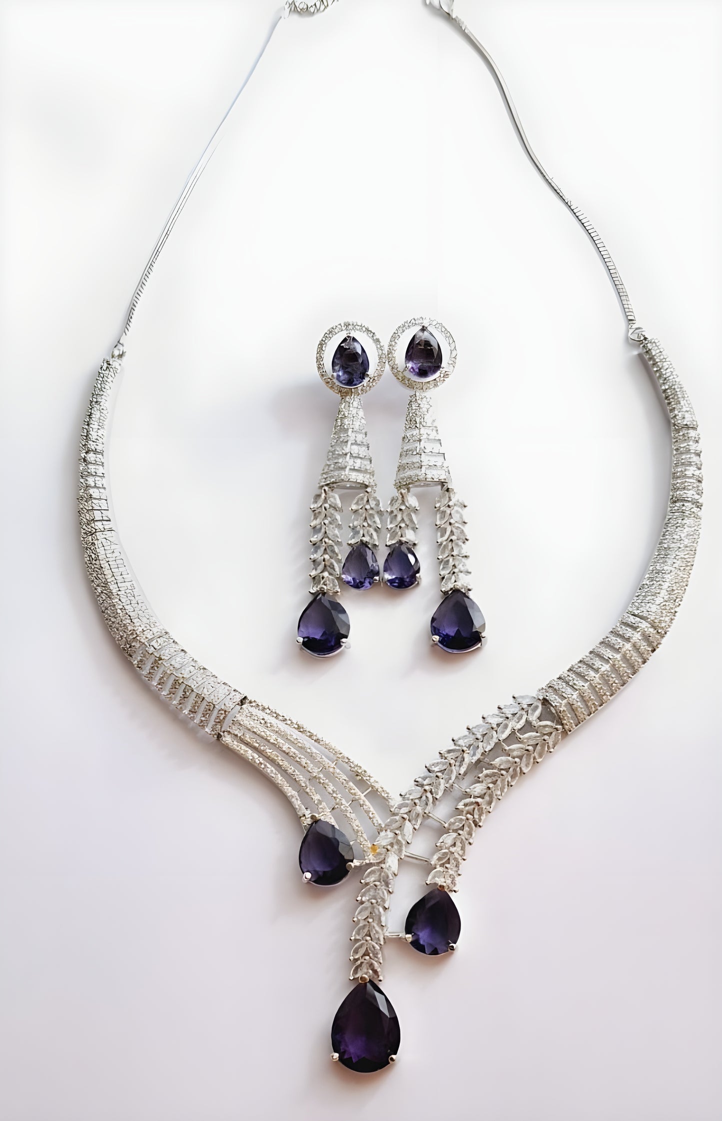 American Diamond Purple Necklace Set