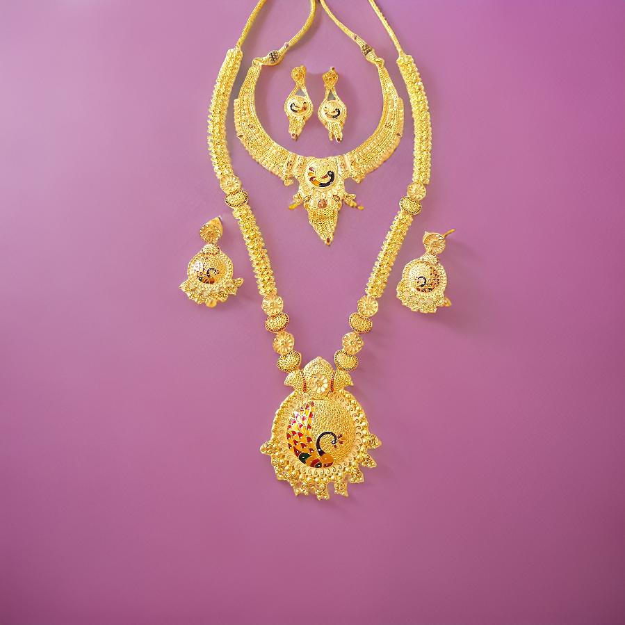 1.5 Gram Gold Plated Necklace Set Plus Rani Har NeckLace Set Combo