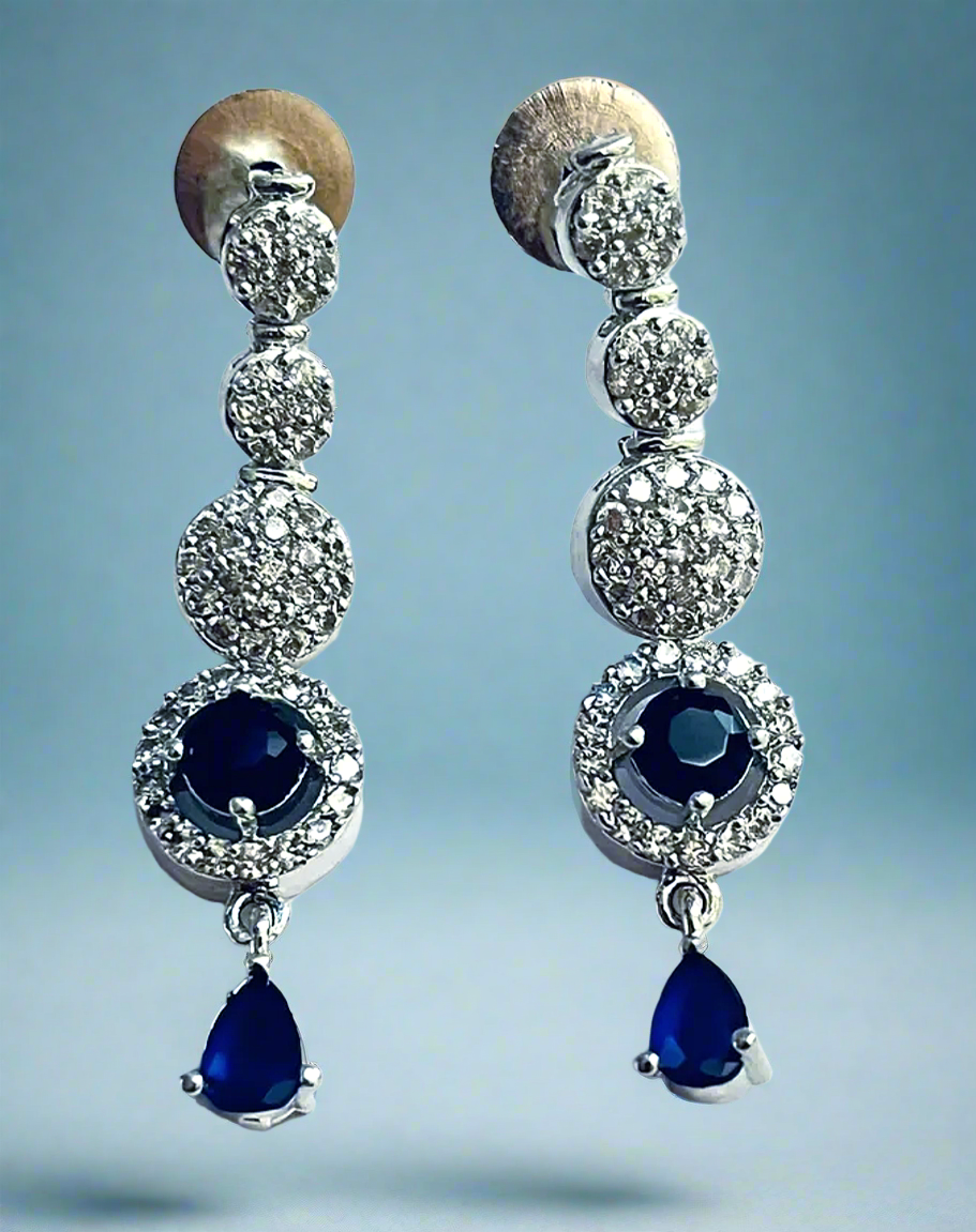 Blue Statement American Diamond Necklace Set