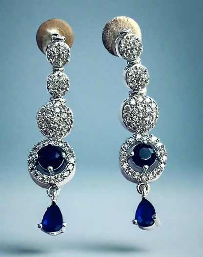 Blue Statement American Diamond Necklace Set
