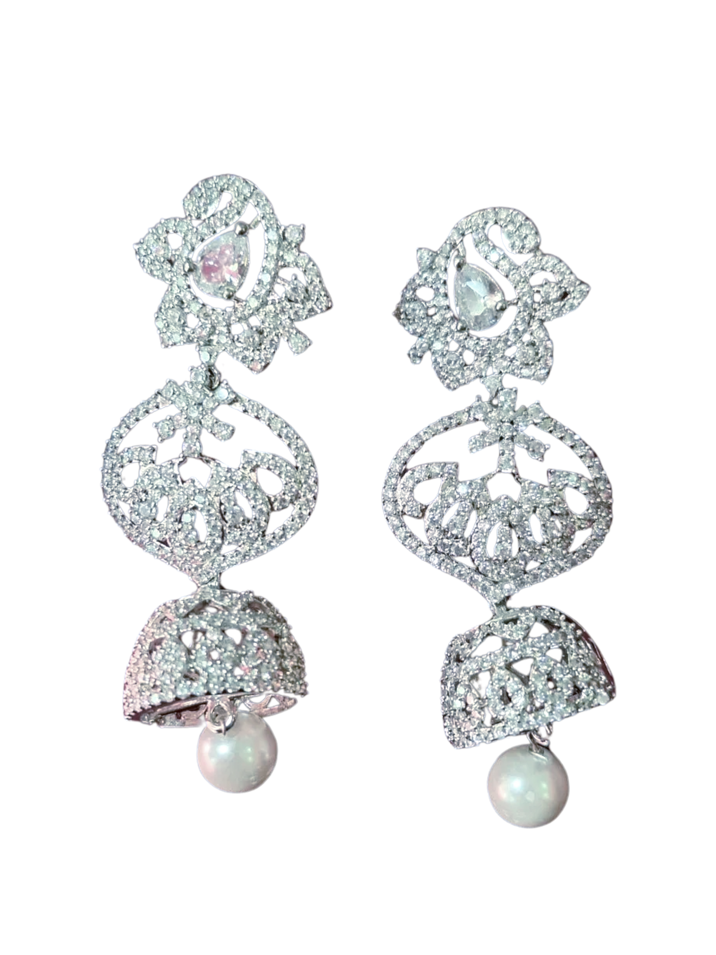 Triple Layered Statement  American Diamond Earrings