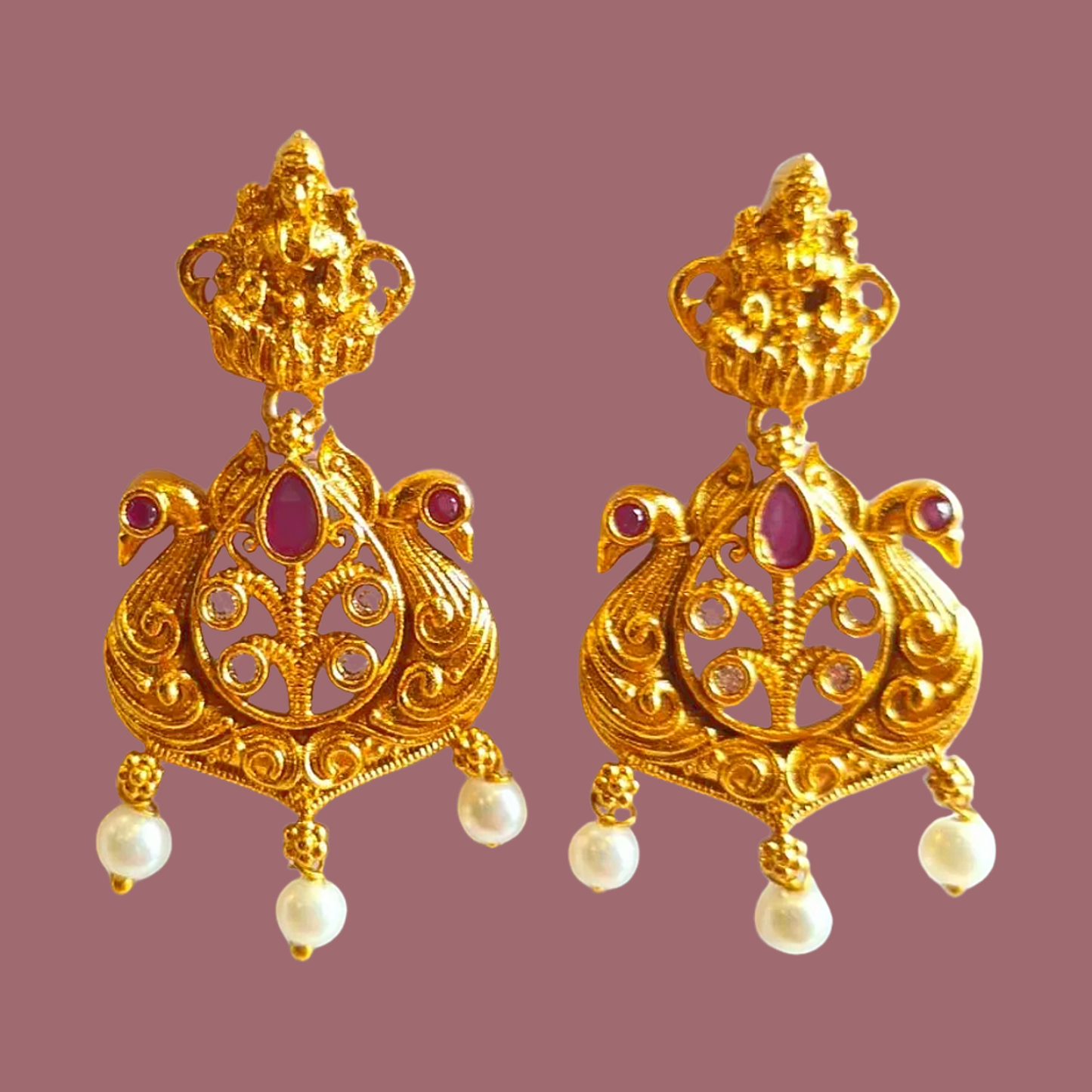 Temple Design 1 Gram Gold Plated Earrings