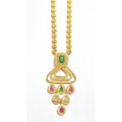 Green and Pink Ruby 1 gram gold plated Necklace