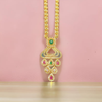 Green and Pink Ruby 1 gram gold plated Necklace