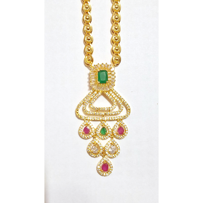 Green and Pink Ruby 1 gram gold plated Necklace