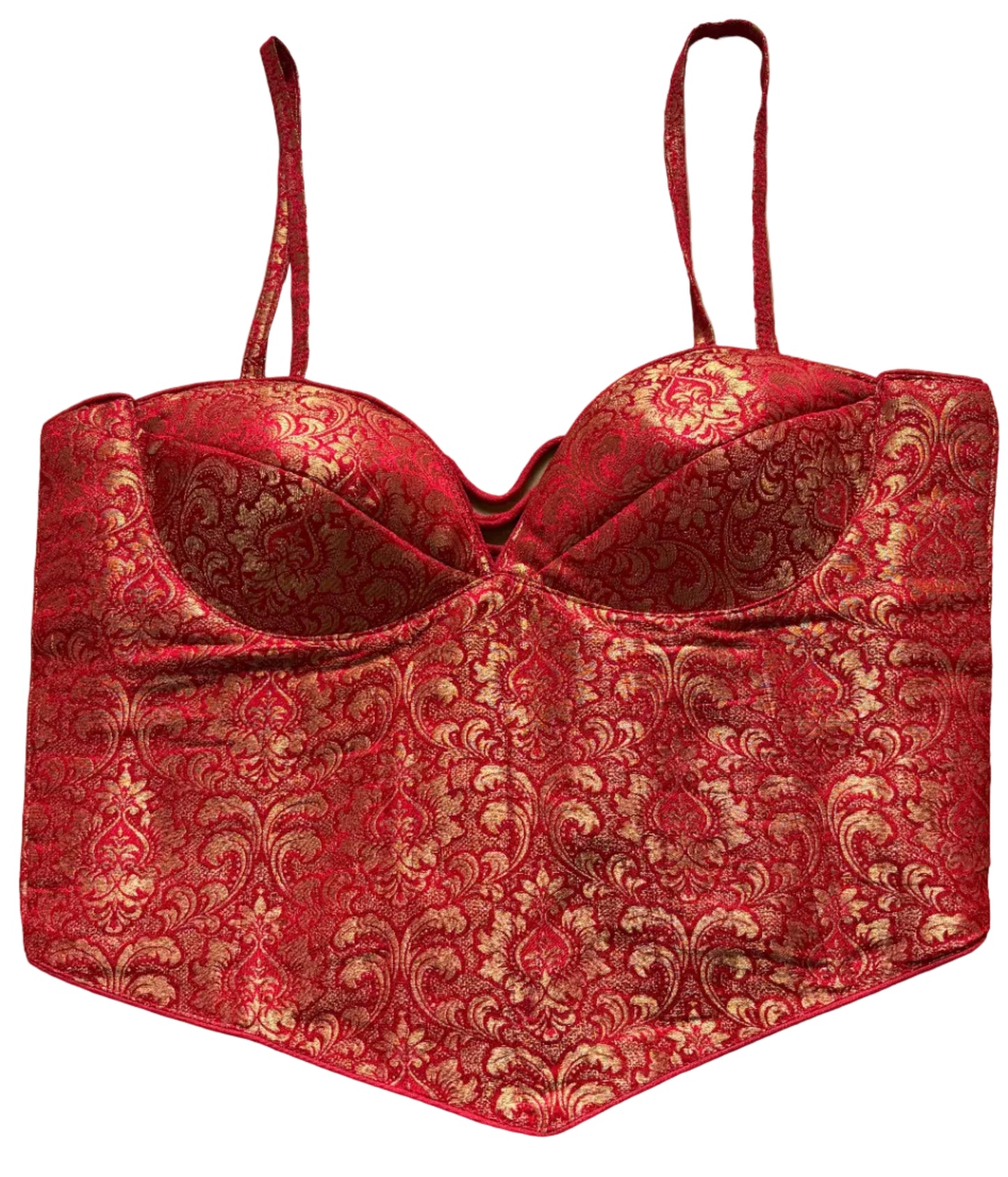 Red Silk Corset Blouse – Luxe Statement Piece