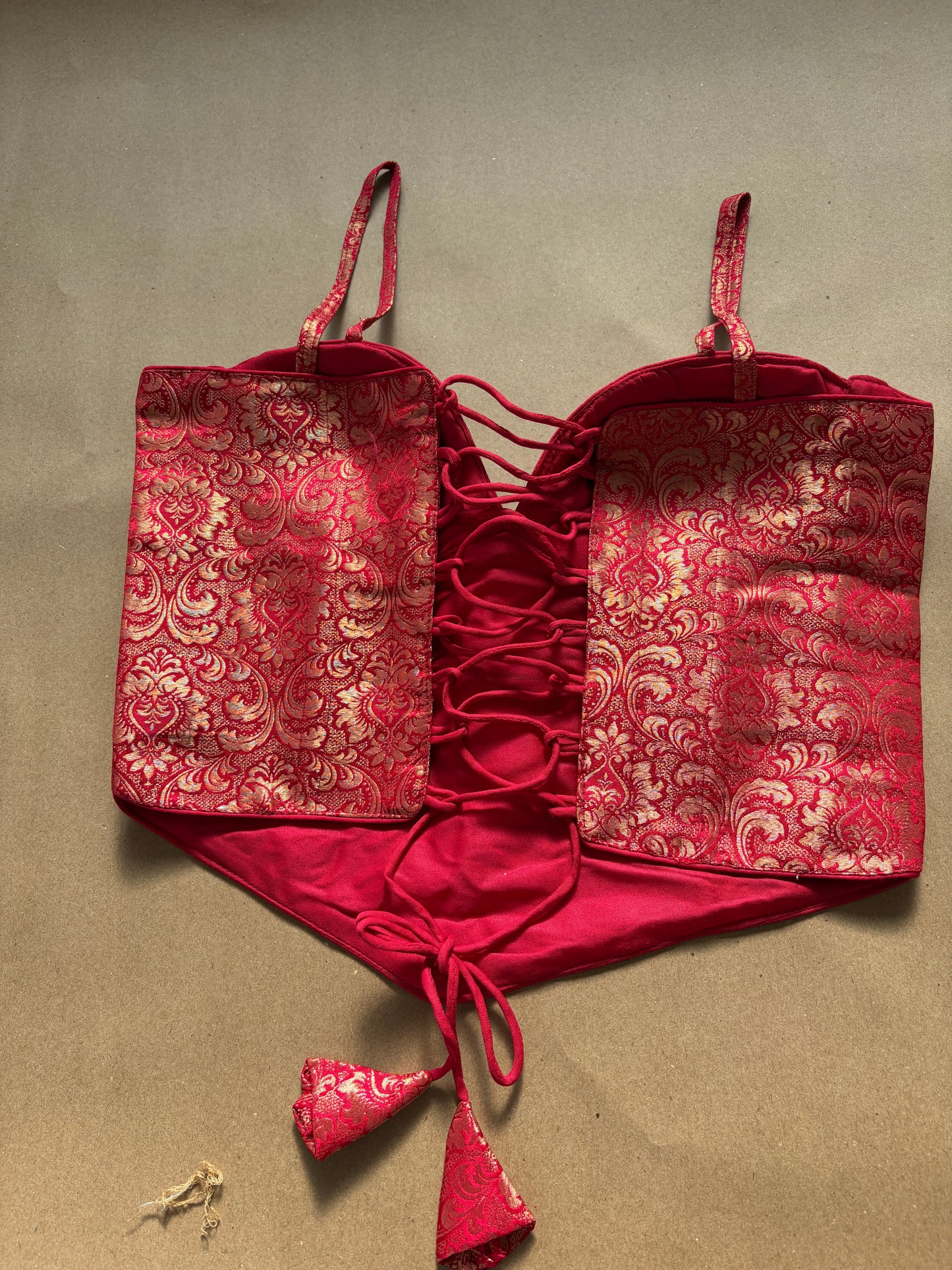 Red Silk Corset Blouse – Luxe Statement Piece