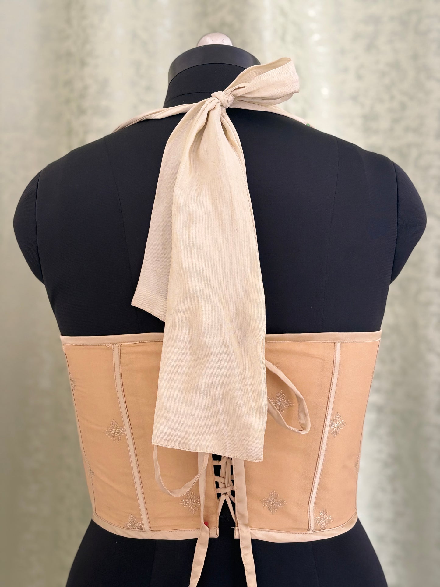 Designer Ivory Pleated Corset Top | Free Size Saree Blouse & Indo-Western Wear
