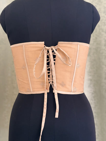 Designer Ivory Pleated Corset Top | Free Size Saree Blouse & Indo-Western Wear