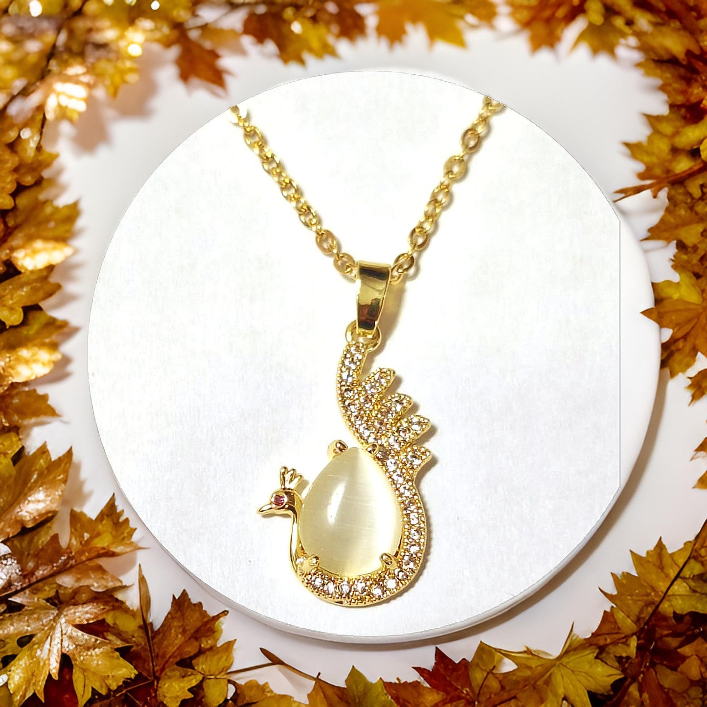 Peacock Pendant Anti Tarnish Gold plated Necklace Chain