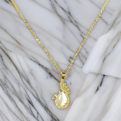Peacock Pendant Anti Tarnish Gold plated Necklace Chain