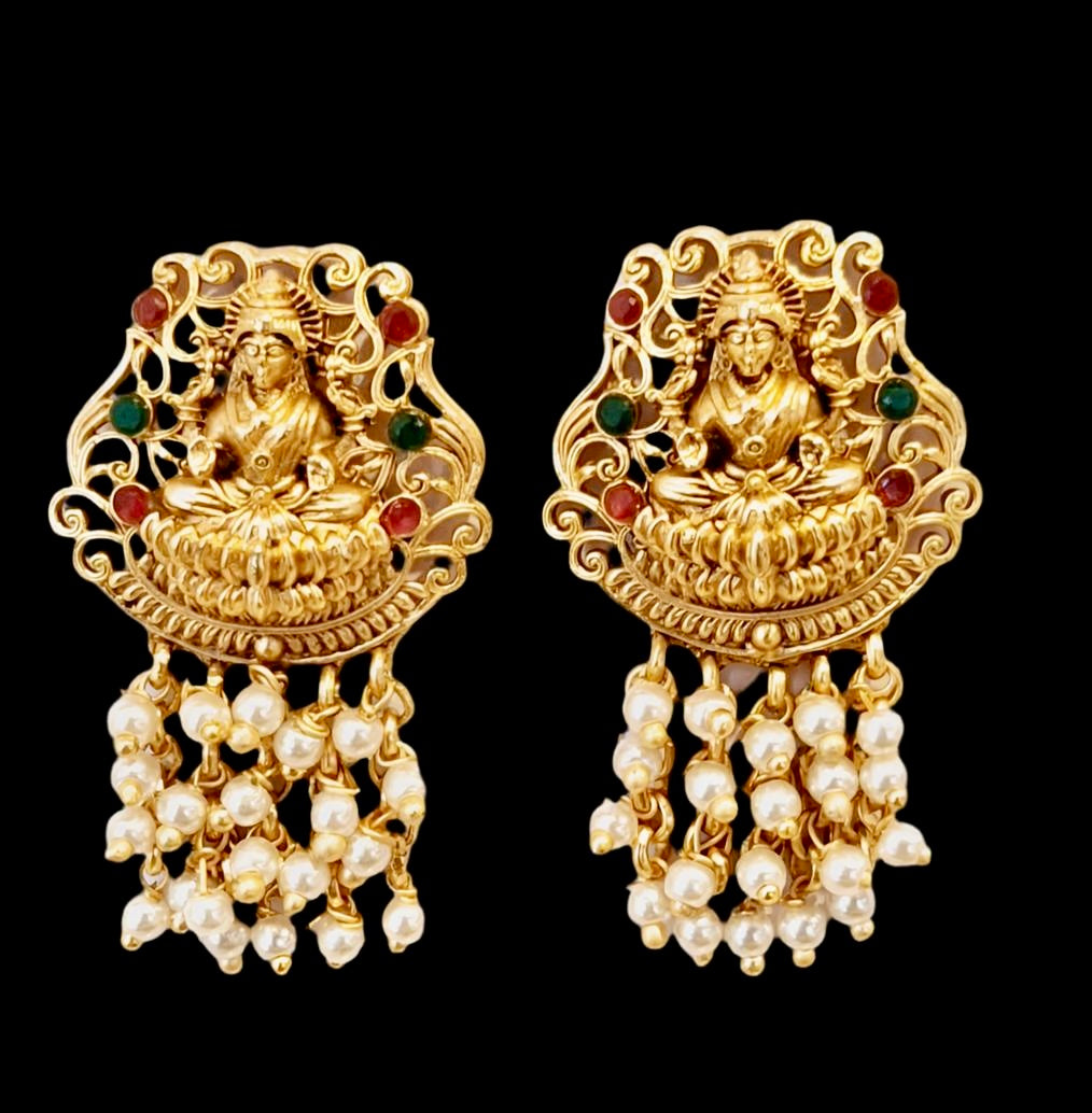 Maa Luxmi Temple Design 1Gram Gold Plated Necklace Set