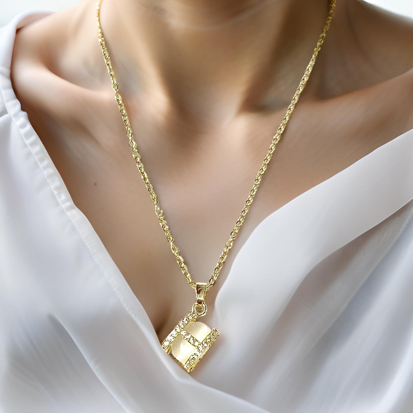 H Alpha Pendant Gold Plated Anti Tarnish Chain Necklace