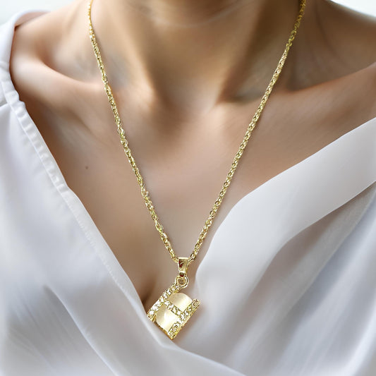 H Alpha Pendant Gold Plated Anti Tarnish Chain Necklace