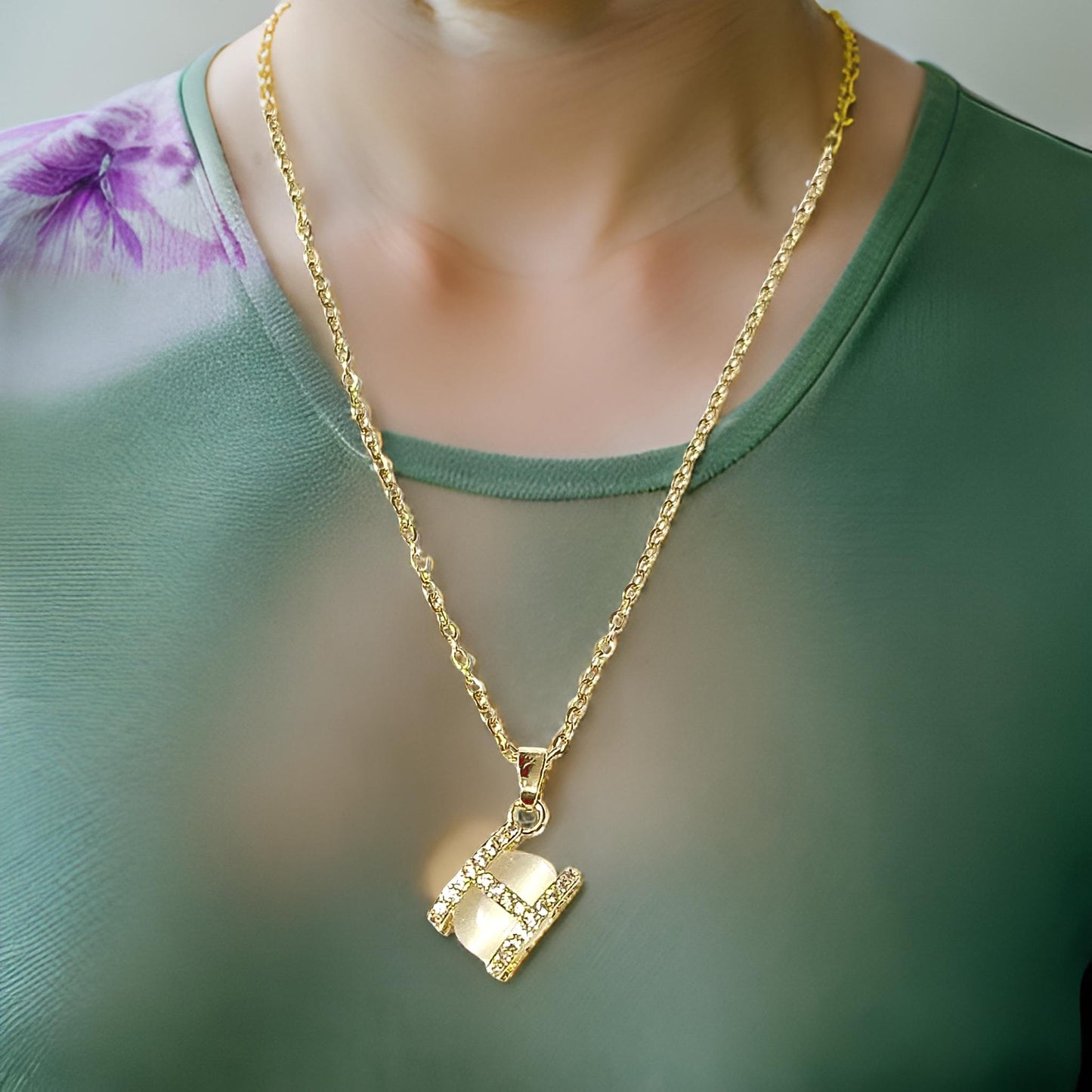 H Alpha Pendant Gold Plated Anti Tarnish Chain Necklace