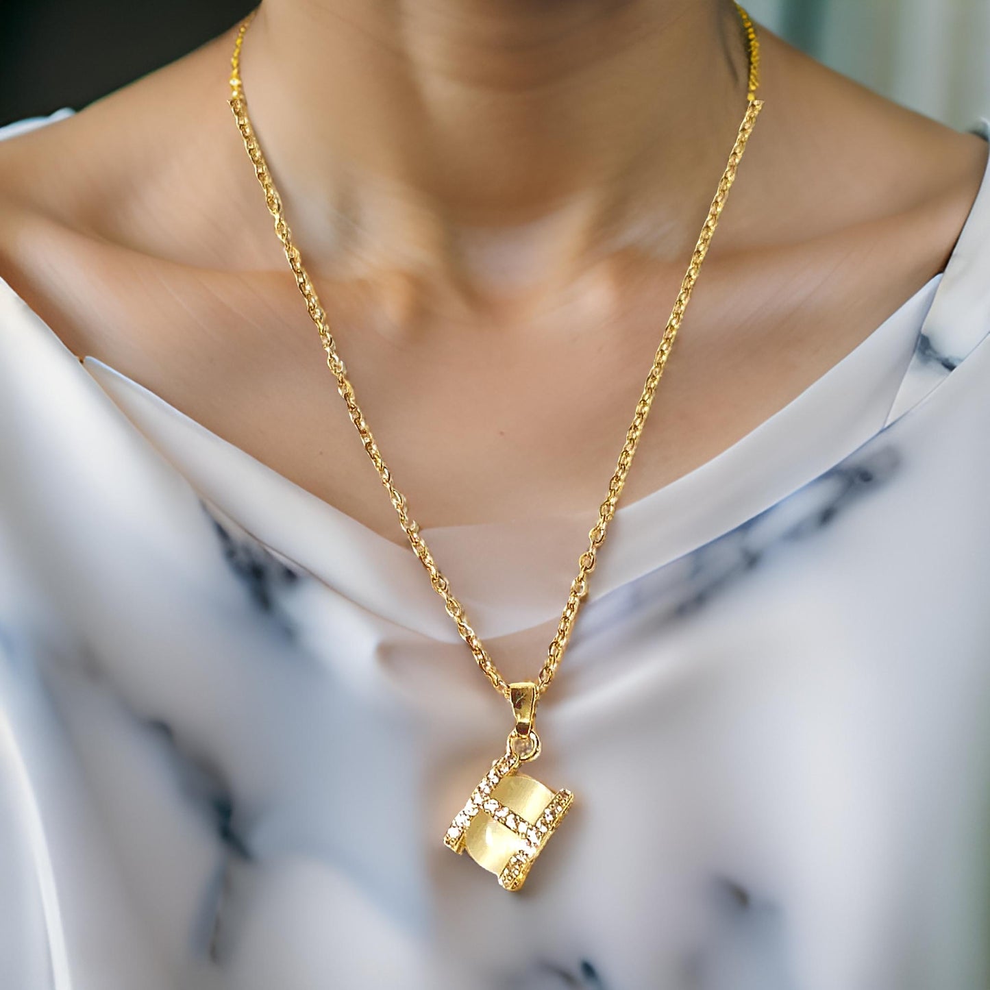 H Alpha Pendant Gold Plated Anti Tarnish Chain Necklace