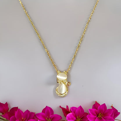 Kitty Pendant Anti Tarnish Gold Plated Chain Necklace
