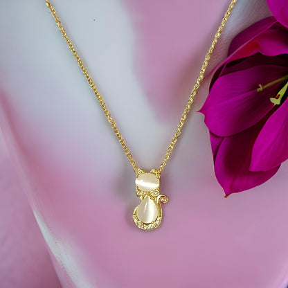 Kitty Pendant Anti Tarnish Gold Plated Chain Necklace