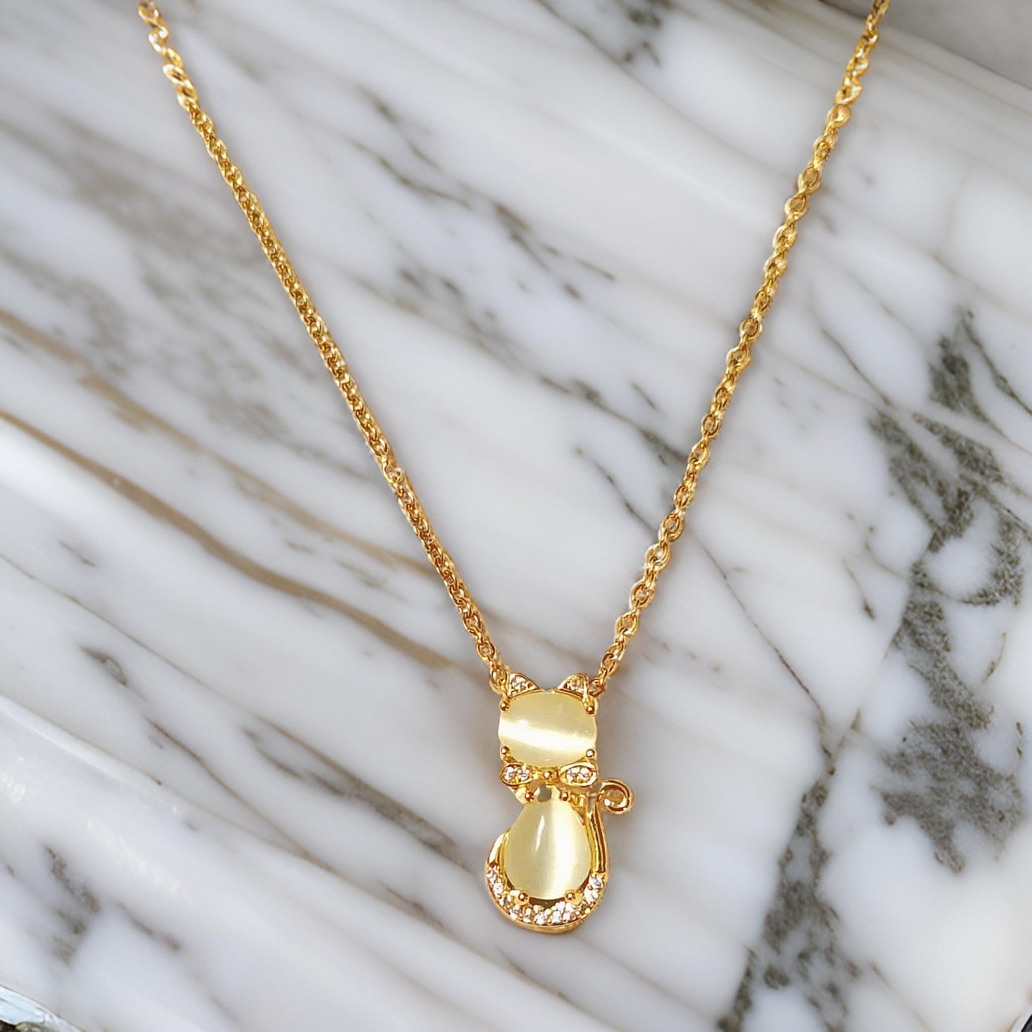 Kitty Pendant Anti Tarnish Gold Plated Chain Necklace