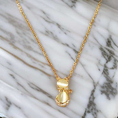 Kitty Pendant Anti Tarnish Gold Plated Chain Necklace