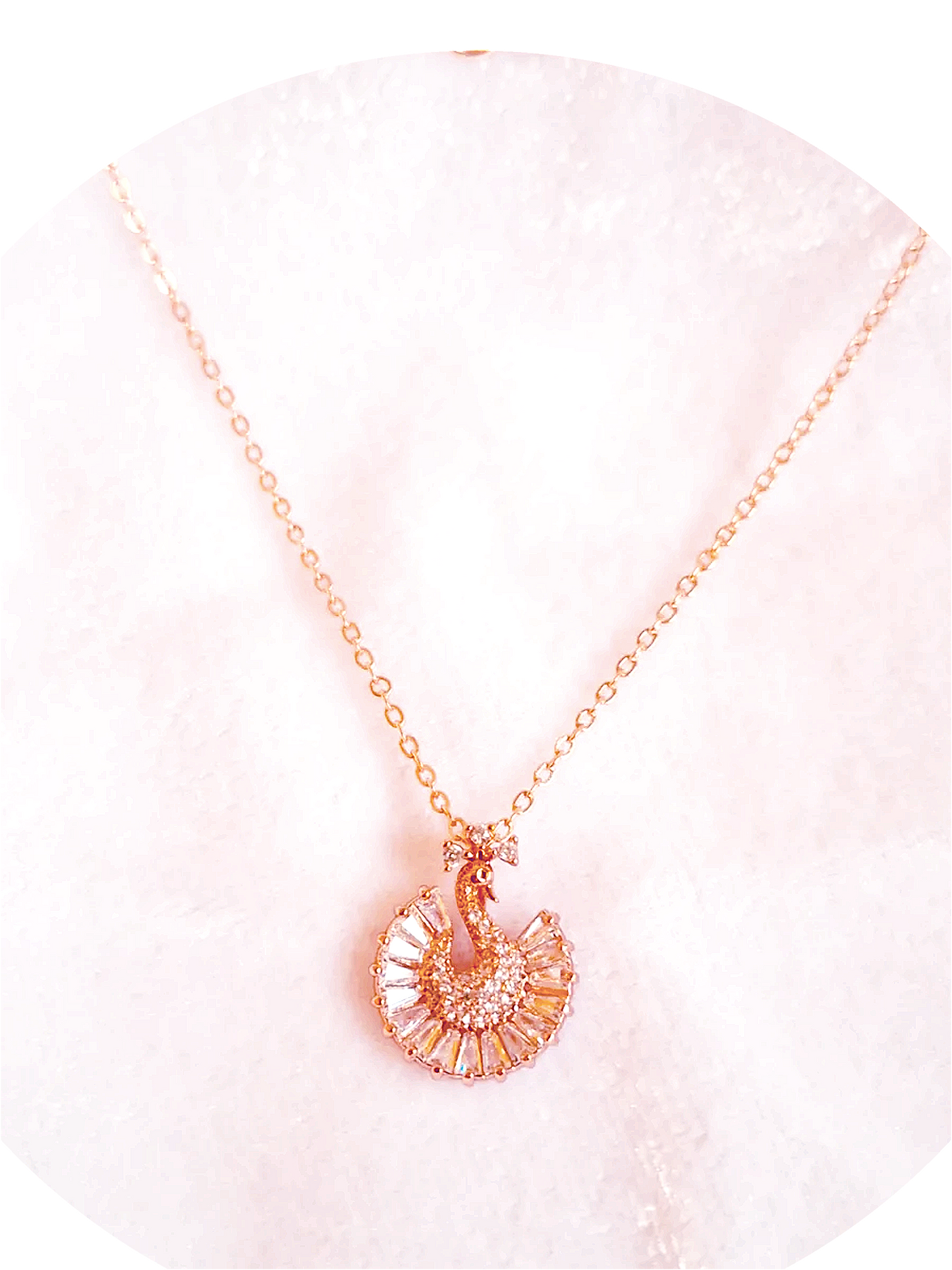 Rose Gold Peacock Anti Tarnish Chain Necklace