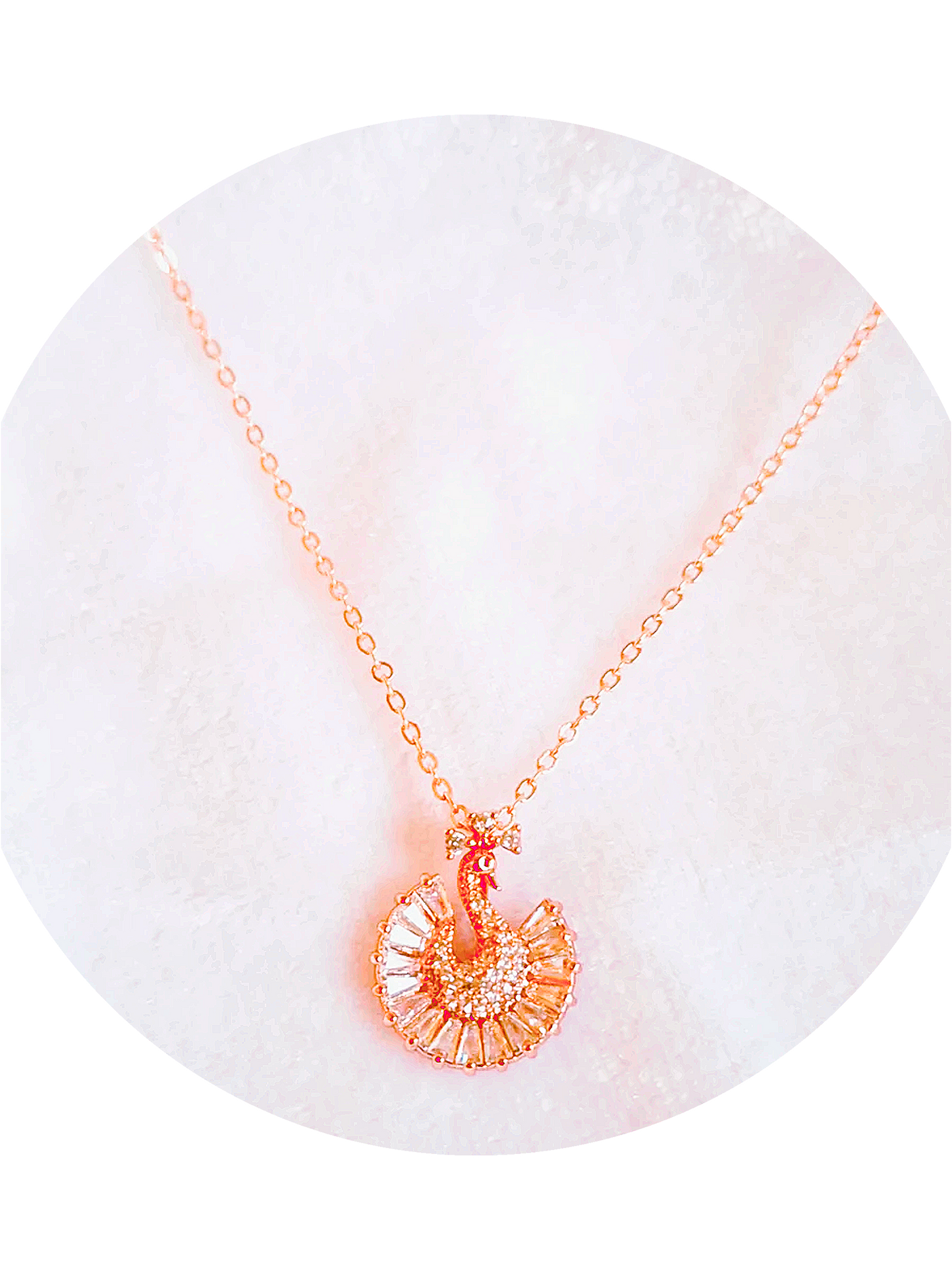 Rose Gold Peacock Anti Tarnish Chain Necklace