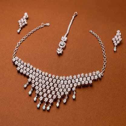 American Diamond Necklace set with bendi