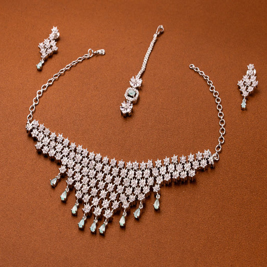 American Diamond Necklace set with bendi