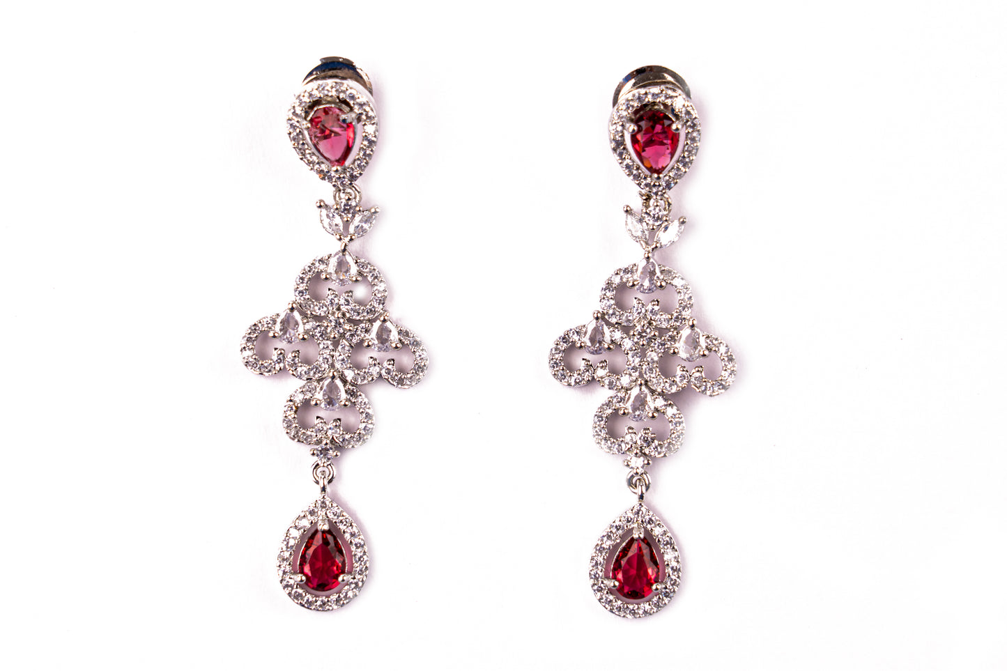 Pink Ruby American Diamond Necklace Set with matching earrings