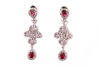 Pink Ruby American Diamond Necklace Set with matching earrings