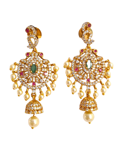 Peacock Pink Green Ruby 1.5 Gram Gold Plated Choker Necklace Set
