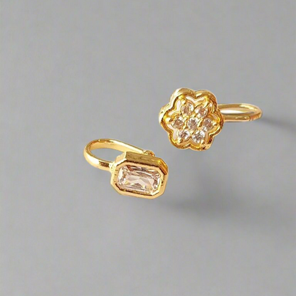 American Diamond 1.5 Gram Gold Plated Pressing NosePin Combo