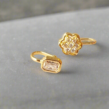 American Diamond 1.5 Gram Gold Plated Pressing NosePin Combo