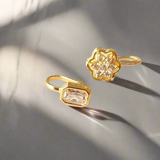 American Diamond 1.5 Gram Gold Plated Pressing NosePin Combo