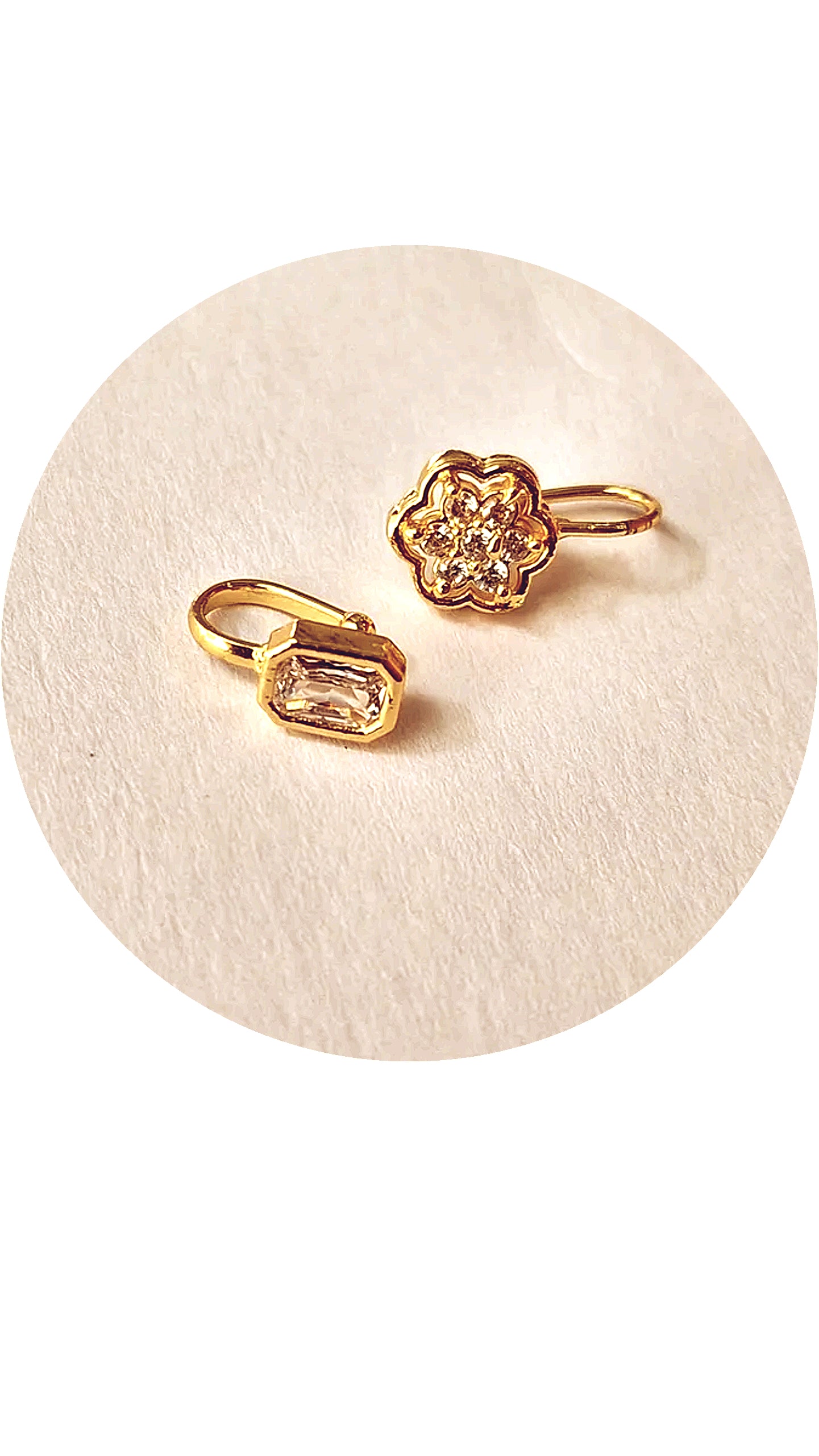American Diamond 1.5 Gram Gold Plated Pressing NosePin Combo