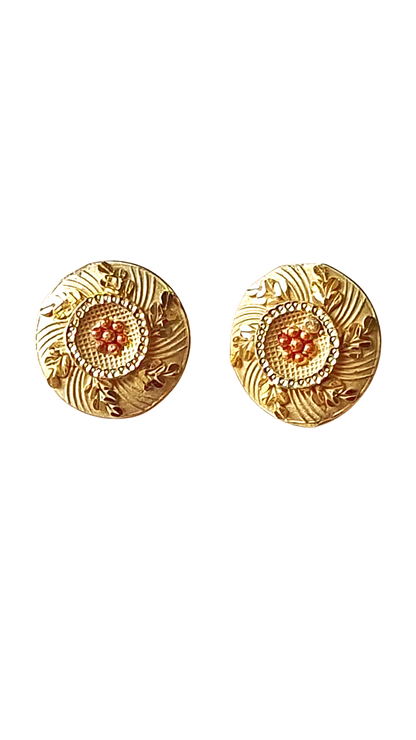 Flower desgin 1.5 Gram Gold Plated Stud Earrings